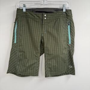 Club Ride Cycling Shorts Men S Olive Green Plaid Stretch Zip Pockets Double Snap
